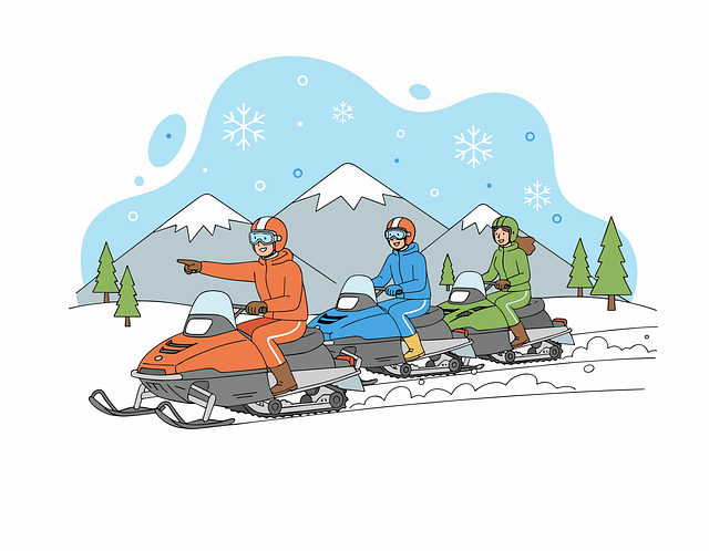 Free snow mobile snowmobiling winter sports vector