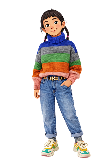 Free cute girl child illustration kids fashion vector