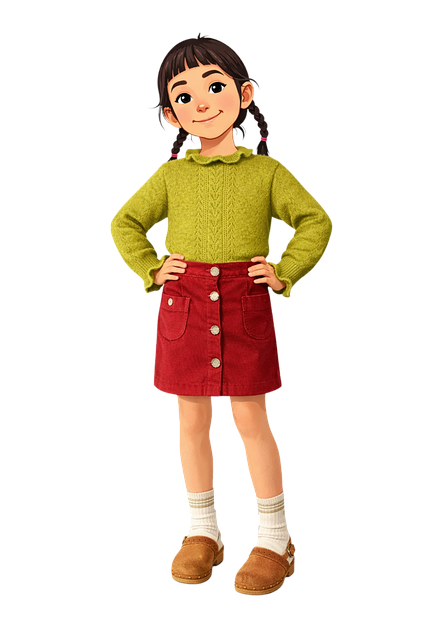 Free cute girl child character cartoon girl vector