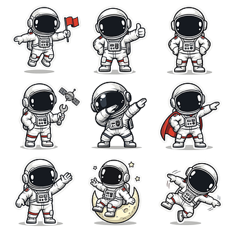 Free Astronaut Stickers Space Aesthetic vector and picture