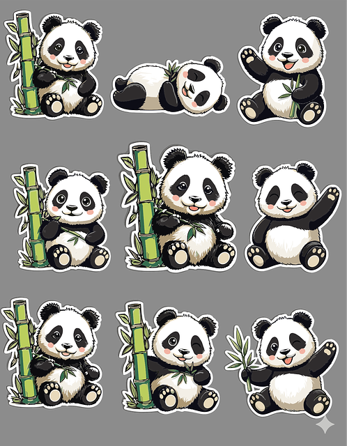 Free Panda Stickers Kawaii Panda vector and picture
