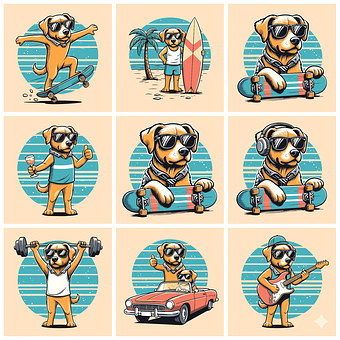 Free Skater Dog Retro Aesthetic vector and picture