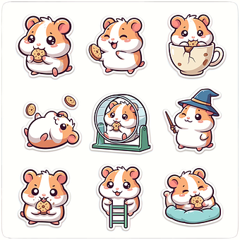 Free Hamster Stickers Kawaii Hamster vector and picture