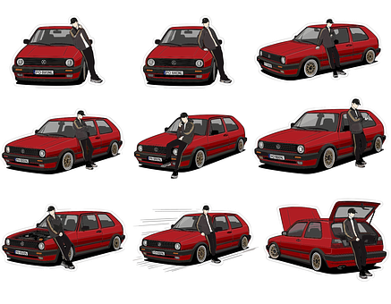 Free Car Stickers Red Hatchback vector and picture