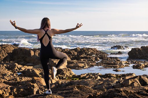 Yoga, Ocean, Positur, Hav, Natur