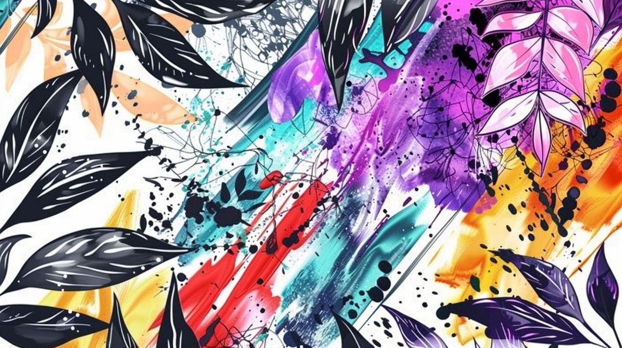 Download free HD stock image of Abstract Colorful Background Free abstract colorful background black leaves illustration