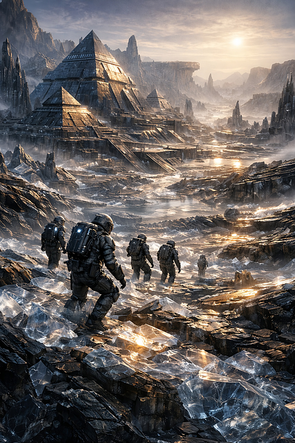 Free ancient alien ruins alien pyramids sci fi exploration illustration