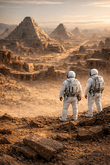 Free ancient alien ruins alien pyramids space exploration illustration