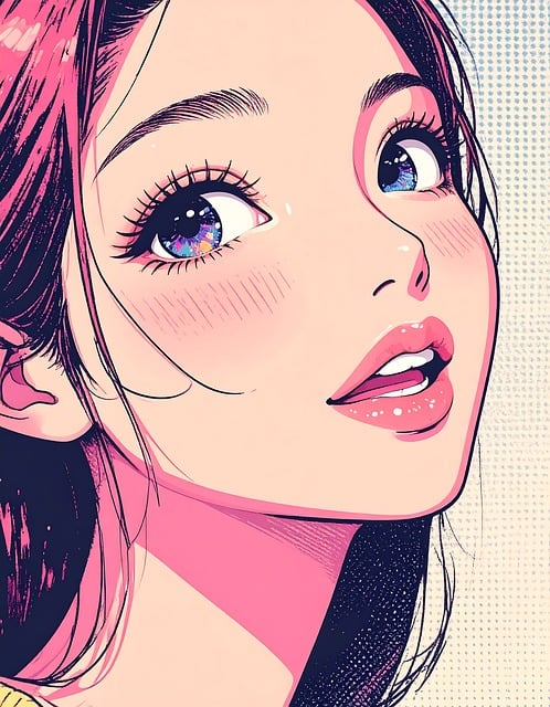 Anime, Porträt, Mädchen, Rosa, Augen
