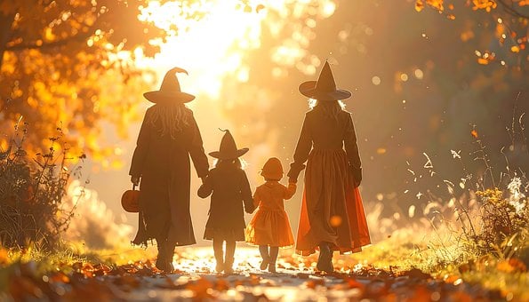Familie, Halloween, Herbst, Hexen