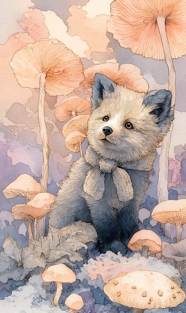 Free fox animal mushroom illustration