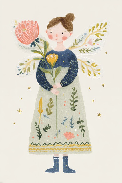 Free fairy flower girl illustration