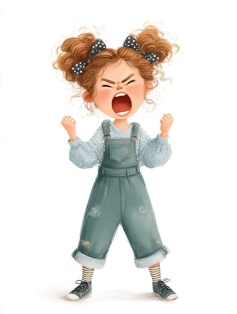 Free angry girl cartoon illustration