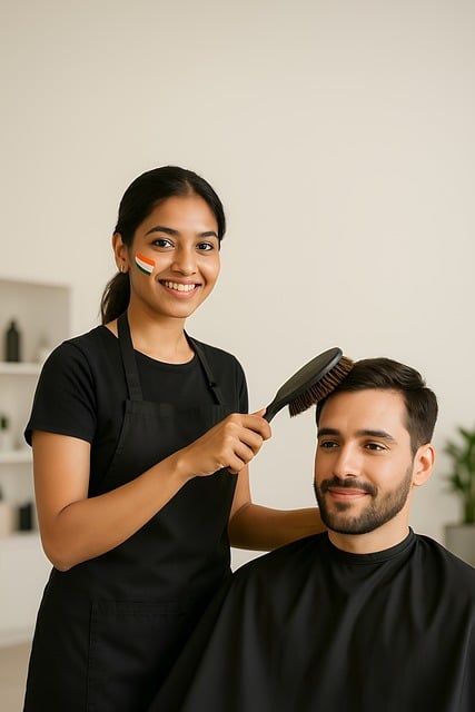 Indien, Frau, Barbier, Friseur, Salon