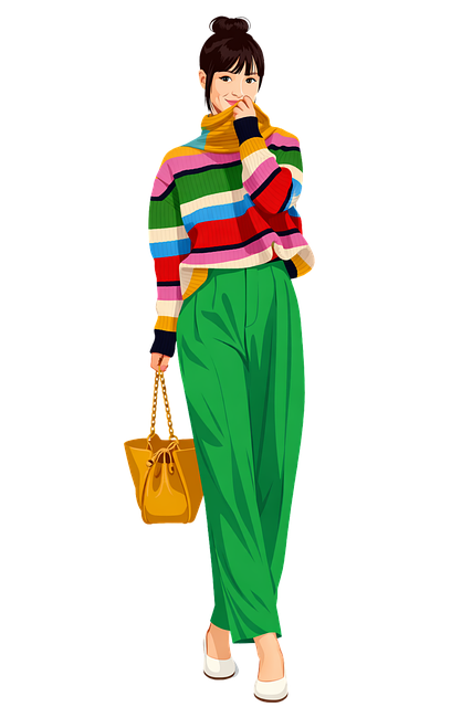 Free fashion illustration colorful sweater striped knitwear vector