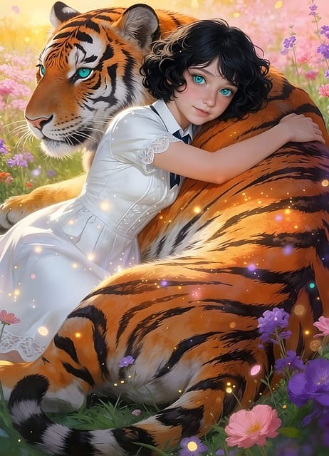 De Lente, Tijger, Meisje, Kunst