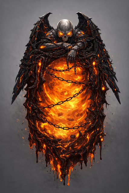 Free fire demon hell portal dark fantasy illustration