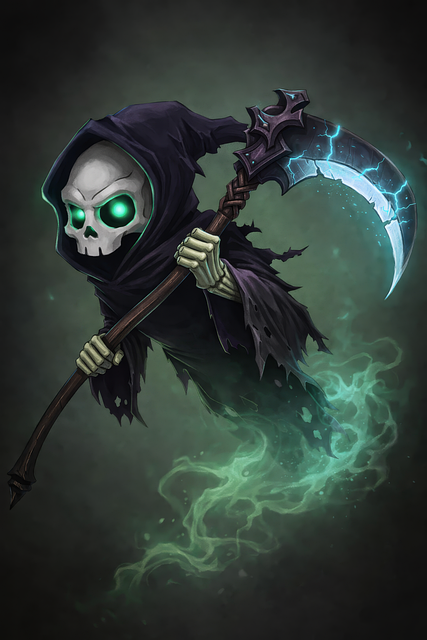 Free grim reaper death character fantasy skeleton illustration
