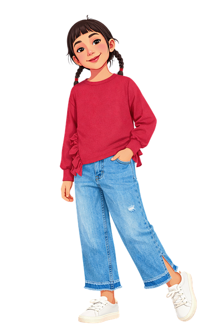 Free cute girl child illustration kid character vector