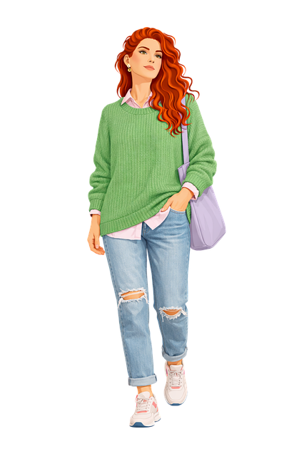 Mode Illustration, Rødt Hår Kvinde
