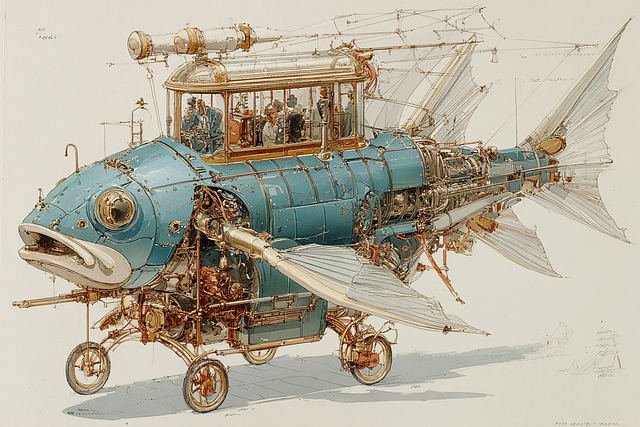 Free fish machine vehicle illustration