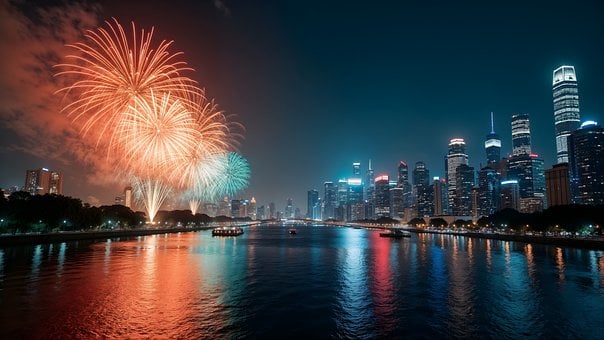 Behang, Vuurwerk, Sylvester