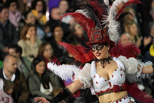 Ausdruck, Feiern, Kostüm, Frau, Karneval