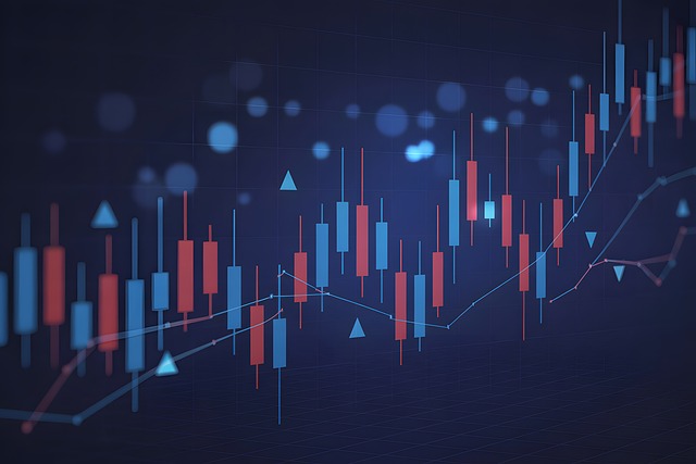 Free financial chart dark blue candlestick graph illustration