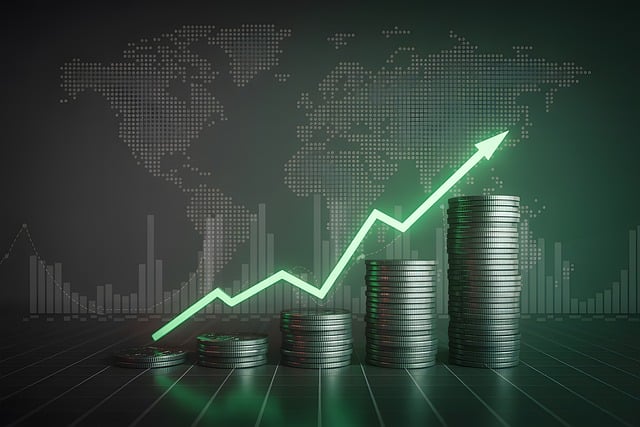 Free financial growth metallic coins teal color illustration