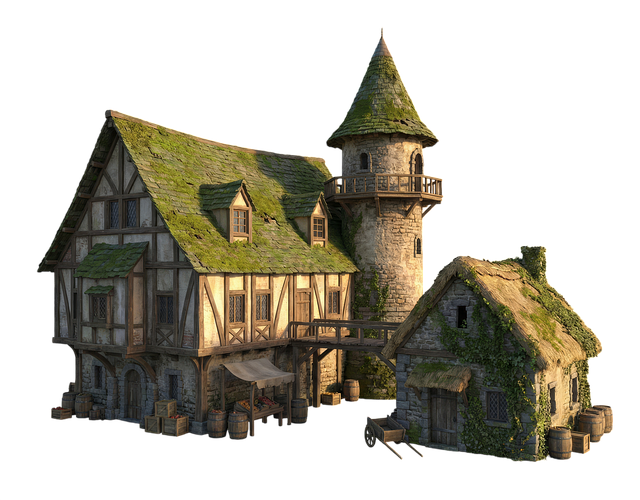 Free medieval houses fantasy village rpg buildings illustration