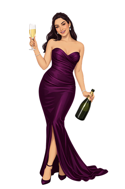 Elegant Kvinde, Aftenkjole, Lilla Kjole