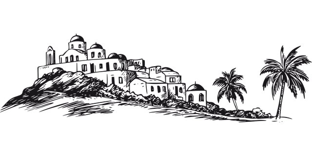 Free greece santorini town vector