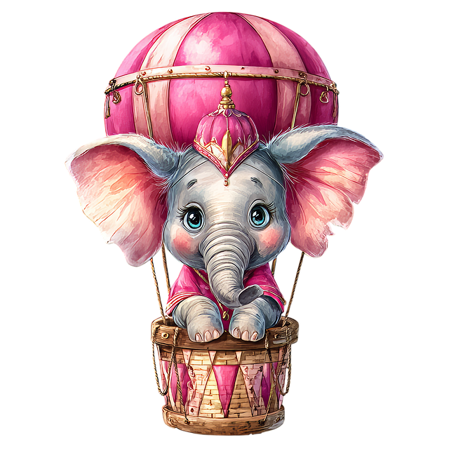 Free elephant hot air balloon pink illustration