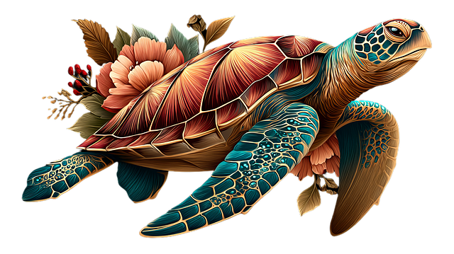 Free turtle flowers nature illustration