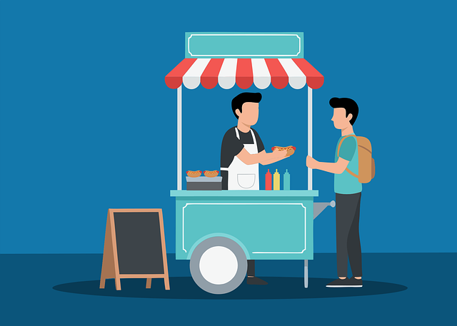 Free food cart hot dog vendor vector