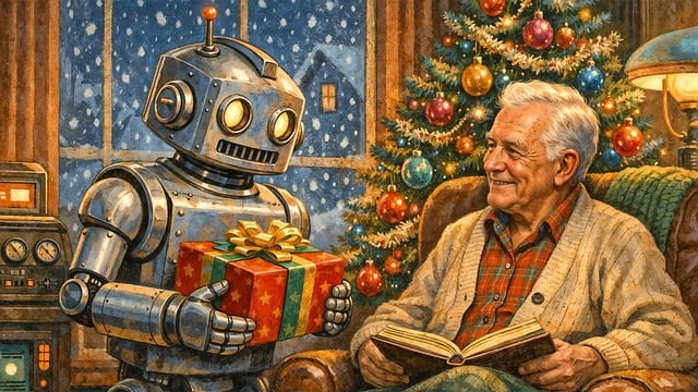 Free old man robot illustration