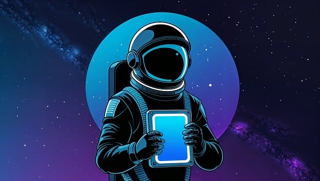 Free astronaut space tablet illustration