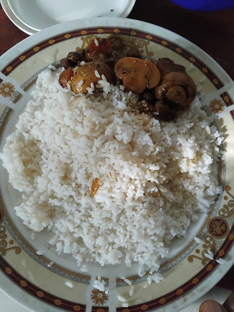 Ryż, Curry, Talerz, Talerz Ryżu, Grzyby