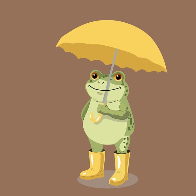 Free umbrella nature frog illustration