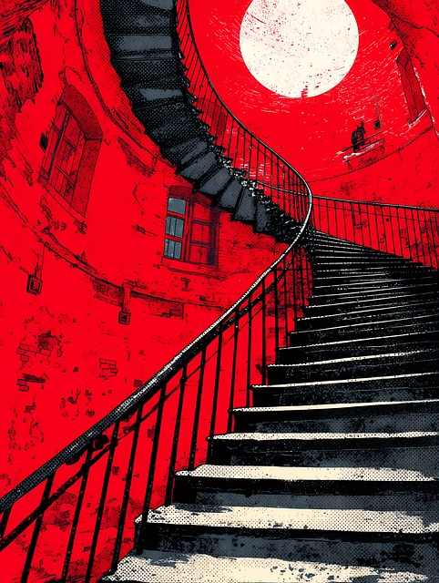 Free staircase stairs red illustration