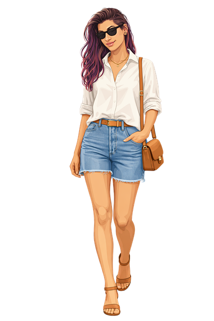 Free stylish woman summer fashion casual outfit vector