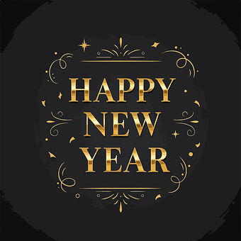 Neujahr, Luxus, Blattgold, Typografie