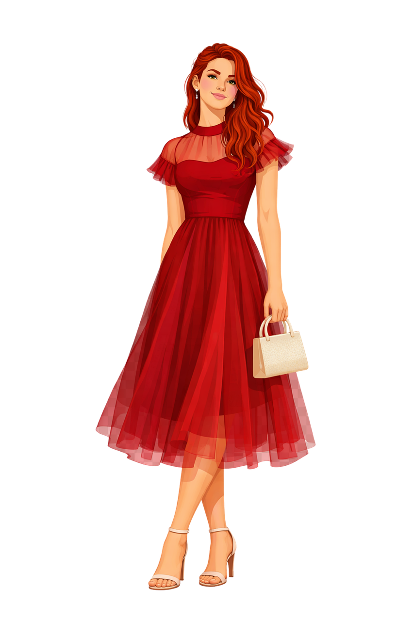Download Red Dress, Elegant Woman, Fashion Illustration. Royalty-Free  Vector Graphic