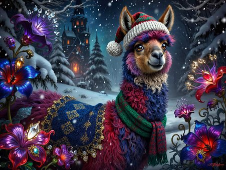 Free Llama Christmas illustration and picture
