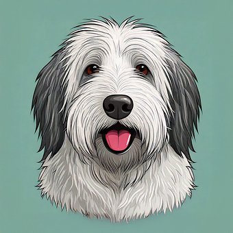 Hund, Bearded Collie, Tier, Karikatur