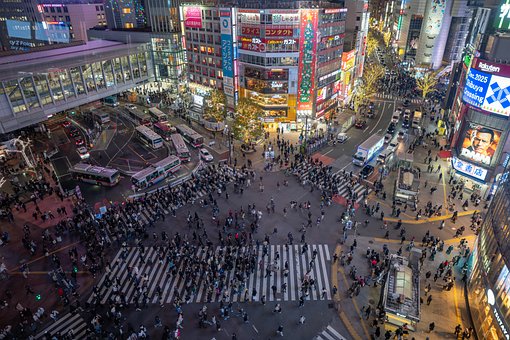Tokyo, Shibuya, Vejkryds, Nat, By