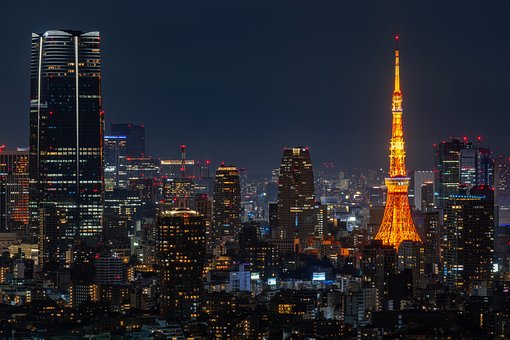 Tokyo, Tokyo Tower, Nat, Skyskrabere, By
