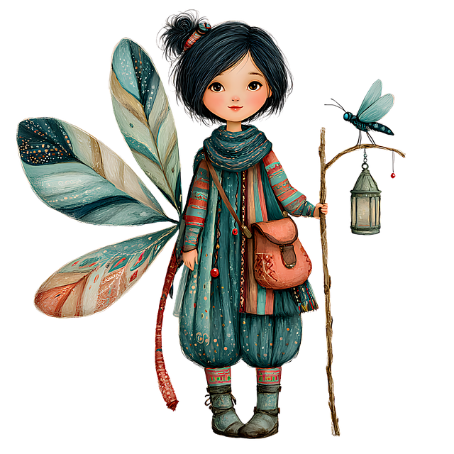 Free whimsical fairy lantern keeper fantasy girl illustration illustration