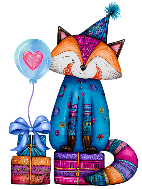 Free whimsical fox birthday fox cute animal illustration illustration