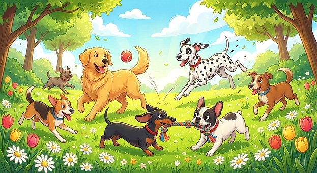 Free Dogs Playful illustration and picture